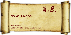 Mahr Emese névjegykártya